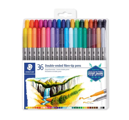 Staedtler, Flamastry dwustronne Design Journey, 3 mm i 0.5-0.8 mm, 36 kolorów Staedtler
