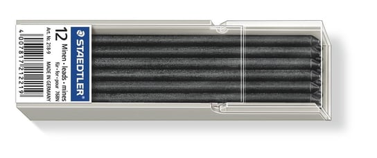 Staedtler, Grafity do ołówków Lumocolor, zmywalne, czarne, 70 mm, 12 szt. Staedtler