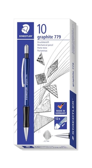 Staedtler, Ołówek automatyczny graphite z gumowym uchwytem, niebieski, B, 0.7 mm Staedtler