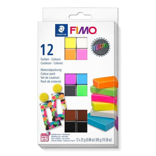 Staedtler, Zestaw masy termoutwardzalnej FIMO® Neon, 12 kostek x 25g STAEDTLER FIMO