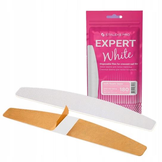 Staleks, Pro Expert DFE-40-180w nakładki jednorazowe białe do pilnika półksiężyc gradacja 180 30 sztuk STALEKS