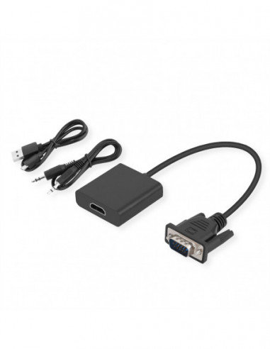 STANDARD Cableadapter, VGA+Audio - HDMI, M/F, 0,23 m Inna marka