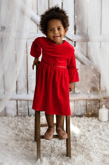 Star welurowa czerwona sukienka dla dziewczynki Royal Baby Shop