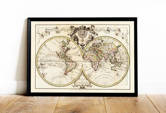Stara mapa świata 1720 r., mapa w stylu vintage 60x90 cm / DodoPrint Dodoprint