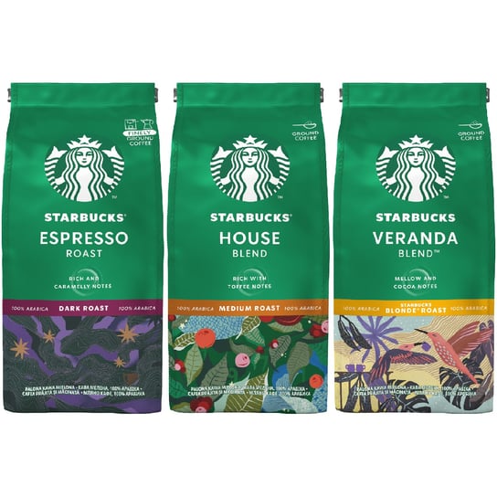 Starbucks, zestaw kaw mielonych Arabica Mix, 3 x 200g Starbucks
