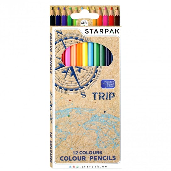Starpak, Kredki ołówkowe 12 Kolorów Trip 490922 Starpak