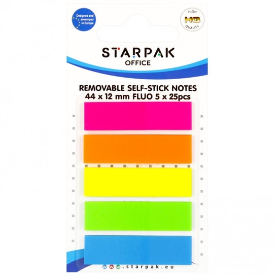 Starpak, Zakładki indeksujące 12X44 5X25 Kartek Fluo Starpak