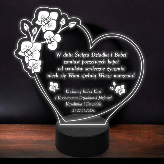 Statuetka Serce Lampka LED prezent z dedykacją i imionami podziękowanie Inna marka