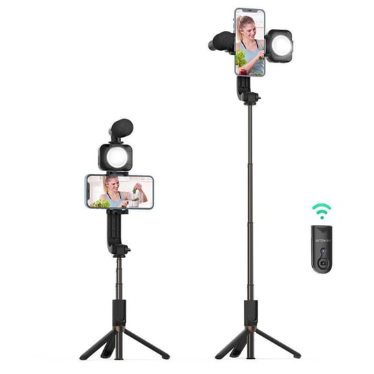 Statyw / tripod / Selfie stick BlitzWolf BW-BS15 z lampą i mikrofonem BlitzWolf