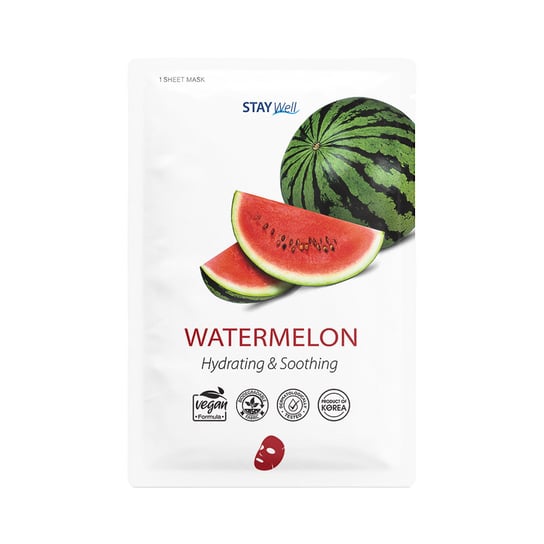 Stay Well, Climate Neutral Face Mask, Nawilżająca i kojąca maska na twarz w płachcie Watermelon, 23 g Stay Well