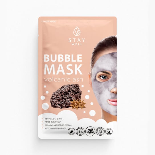 Stay Well, Deep Cleansing Bubble Mask, Głęboko oczyszczająca maska bąbelkowa do twarzy, Volcanic, 20g Stay Well