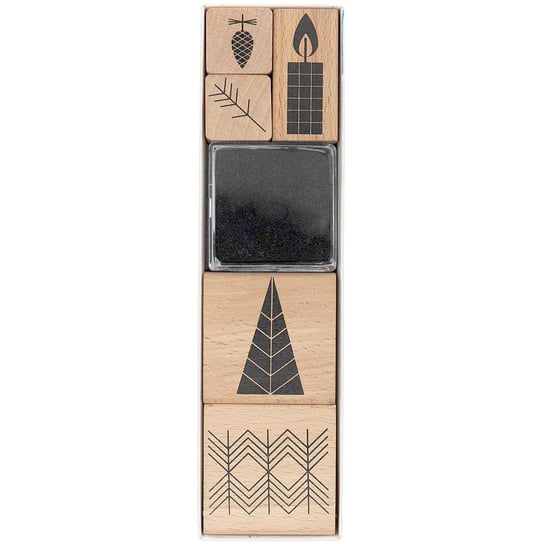 Stemple drewniane, świąteczne 5 szt. + tusz Rico Design GmbG & Co. KG