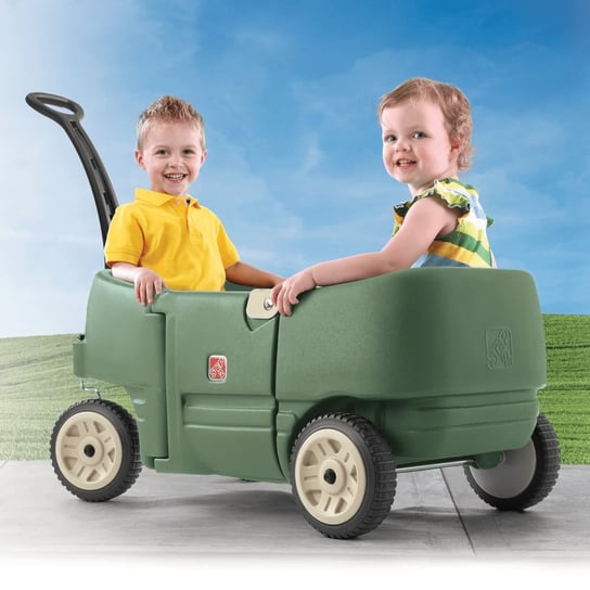Step2 Kids Wózek Ręczny Dla Dzieci Wagon For Two Plus, Zielony Step2