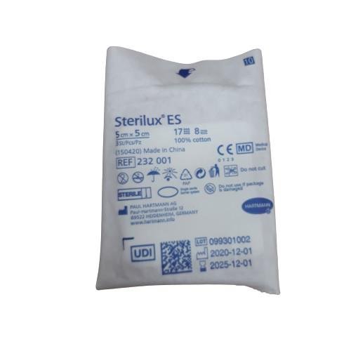 STERILUX ES, Kompresy gazowe jałowe 17w 8n 5x5cm, 3 szt. Sterilux ES
