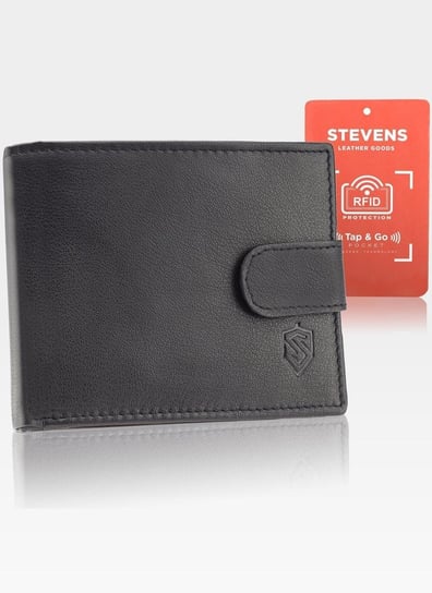 Stevens, Portfel męski, Tap&Go, czarny, ochrona RFID Stevens