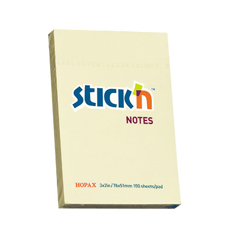 Stick'n, Notes samoprzylepny 76X51mm żółty pastel Stickn