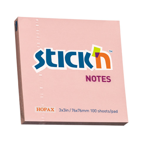 Stick'n, Notes samoprzylepny 76X76mm różowy pastel Stick'n