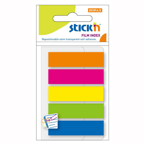 Stick'n, Zakładki indeksujące, 5 kolorów Stick'n