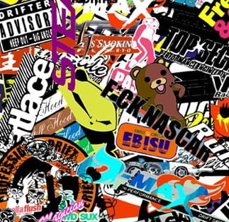 Adesivo per auto, 500 x 150 cm, nero/bianco, lucido, con logo Bomb – JDM – Design: Skate BW