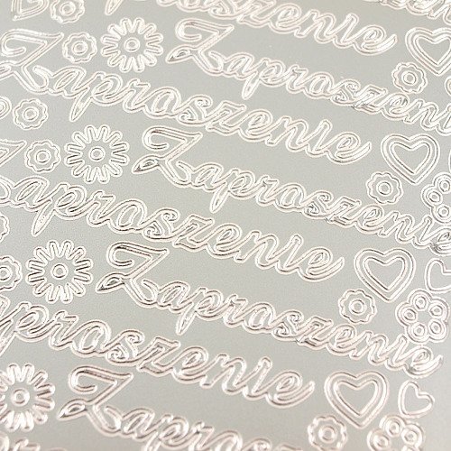 Stickers ażurowy srebrny 10x23 cm - Zaproszenie CreativeHobby