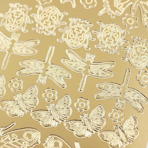 Stickers ażurowy złoty 10x23 cm - motyle i biedronki CreativeHobby