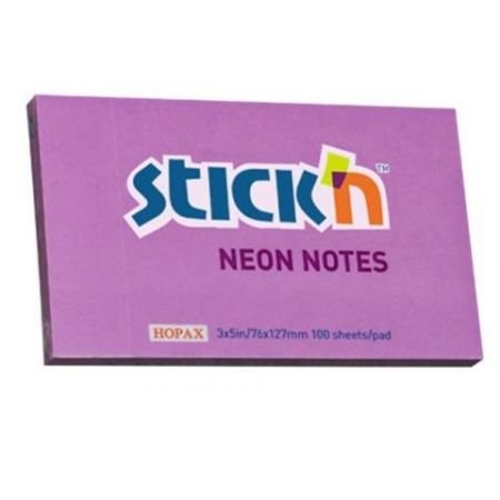 Stickn, karteczki stick'n neonowe, fioletowy, 100 kartek Stickn