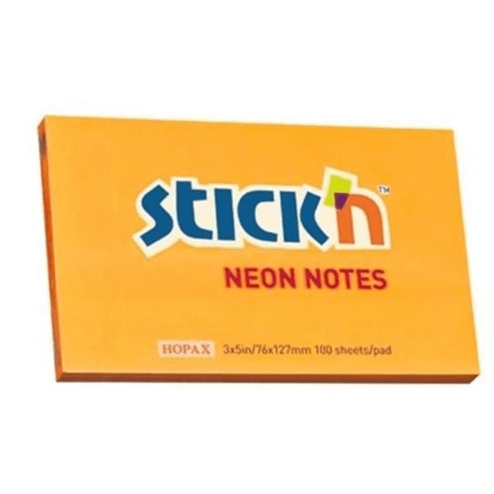 Stickn, karteczki stick'n neonowe, pomarańczowy, 100 kartek Stickn