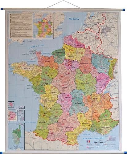 Stiefel, mapa ścienna kody pocztowe Francja, 1:1 000 000 Stiefel