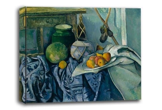 Still Life with a Ginger Jar and Eggplants, Paul Cézanne - obraz na płótnie 120x90 cm Galeria Plakatu