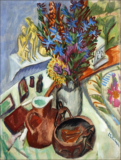Still Life with Jug and African Bowl, Ernst Ludwig Kirchner - plakat 21x29,7 cm Galeria Plakatu
