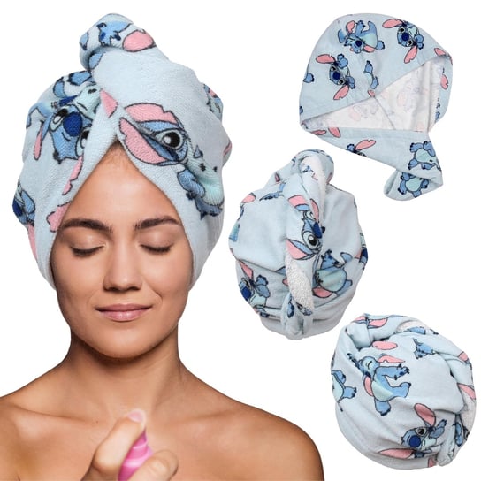 Stitch Disney Bawełniany turban, ręcznik do włosów niebieski Disney