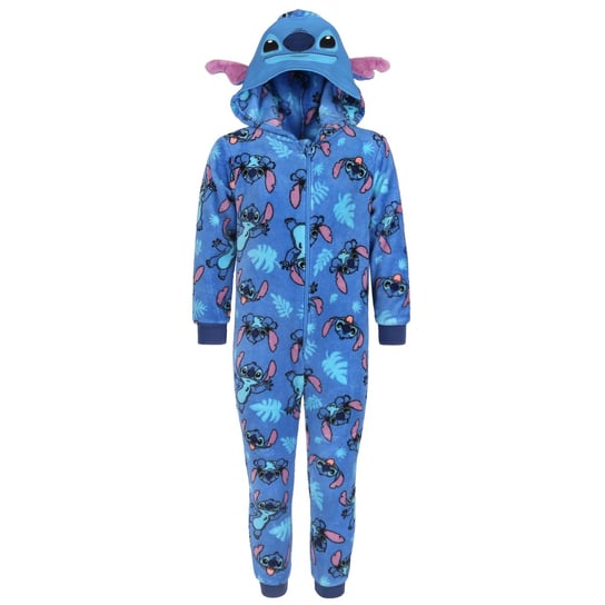 Stitch Disney Niebieska, polarowa piżama jednoczęściowa, dziecięce onesie z kapturem, OEKO-TEX 7-8 lat 122-128 cm Disney