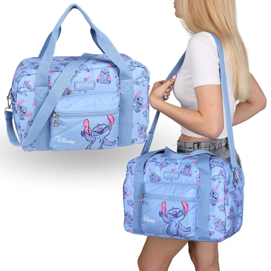 Stitch Disney Niebieska torba podróżna, torba turystyczna, pojemna 40x25x20 cm Disney