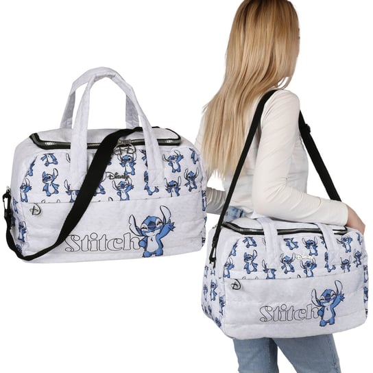 Stitch Disney Szara, melanżowa torba podróżna, pojemna 40x25x20 cm Disney