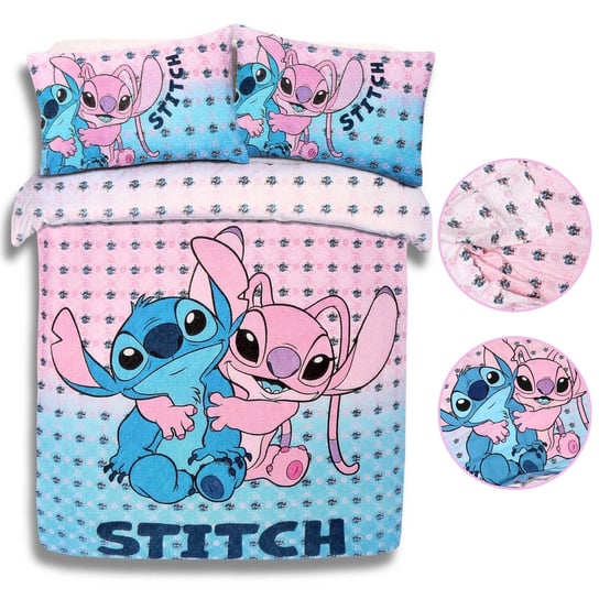 Stitch i Andzia Disney Bawełniana pościel, błękitno-różowy komplet pościeli 200x200 cm Disney