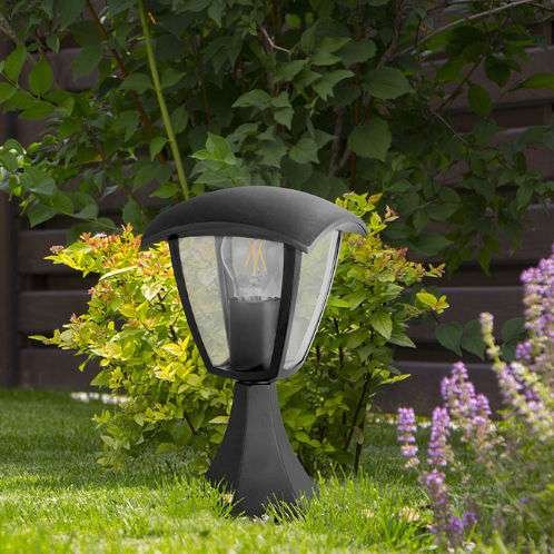 Stojąca LAMPA ogrodowa IGMA 311894 Polux zewnętrzna OPRAWA metalowa outdoor IP44 czarna przezroczysta POLUX