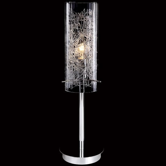 Stojąca LAMPA stołowa IBIZA MTM1903/1 Italux nocna LAMPKA biurkowa szklana tuba chrom przezroczysta ITALUX