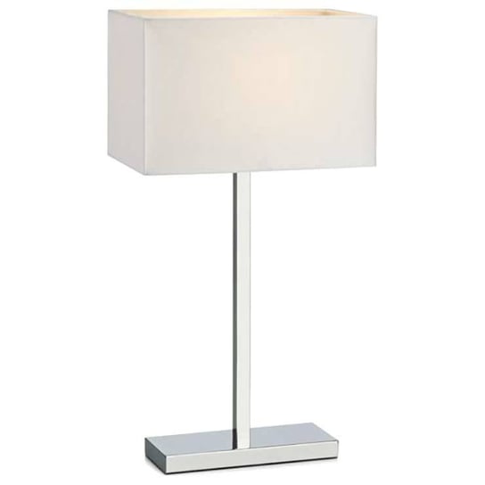 Stojąca LAMPA stołowa SAVOY 106305 Markslojd prostokątna LAMPKA abażurowa na biurko chrom biała Markslojd