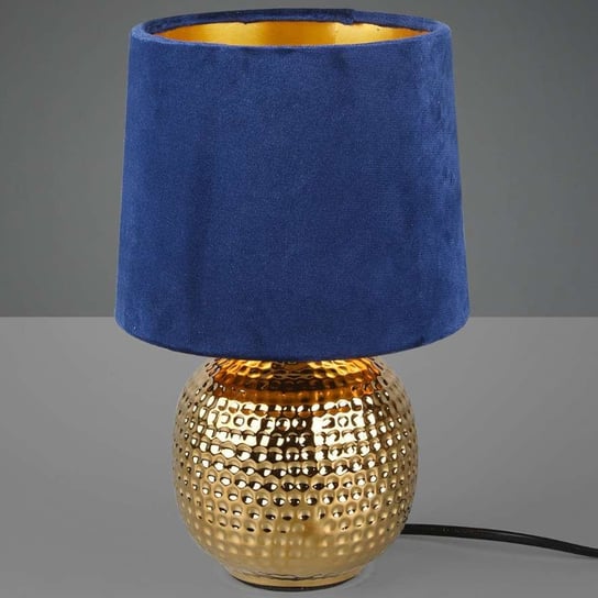 Stojąca LAMPA stołowa SOPHIA R50821012 RL Light nocna LAMPKA abażurowa na biurko niebieska złota RL Light
