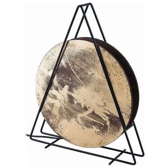 Stojąca LAMPA stołowa WHEEL 9032 Nowodvorski geometryczna LAMPKA biurkowa drewniana trójkąt koło czarne złote Nowodvorski