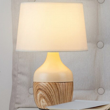 Stojąca LAMPA stołowa YVETTE 4370 Rabalux abażurowa LAMPKA biurkowa skandynawska drewno buk beżowa biała Rabalux
