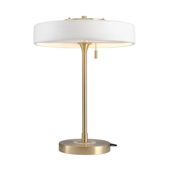Stojąca LAMPKA biurkowa KKST- MT8872 WHITE okrągła LAMPA stołowa dysk biały złoty Step Into Design