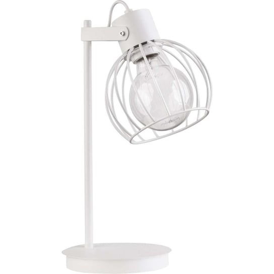 Stojąca LAMPKA biurkowa LUTO KOŁO 50087 Sigma industrialna LAMPA stołowa druciana KLATKA metalowa loft biała Sigma
