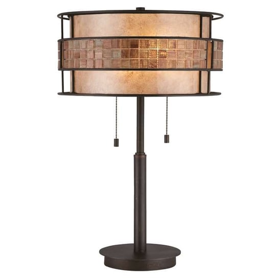 Stojąca LAMPKA biurkowa QZ/LAGUNA/TL Elstead QUOIZEL LAMPA stołowa w stylu orientalnym mozaika ciemny brąz beżowy Quoizel