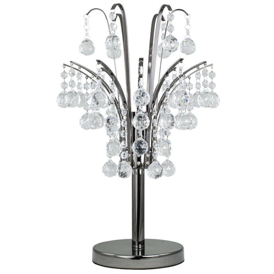 Stojąca LAMPKA glamour ELM6247/1D 8C MDECO stołowa LAMPA biurkowa z kryształkami szklana chrom przezroczysta Mdeco