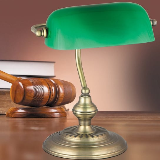 Stojąca LAMPKA industrialna BANK 4038 Rabalux metalowa LAMPA biurkowa dekoracyjna bankierska brąz zielona Rabalux