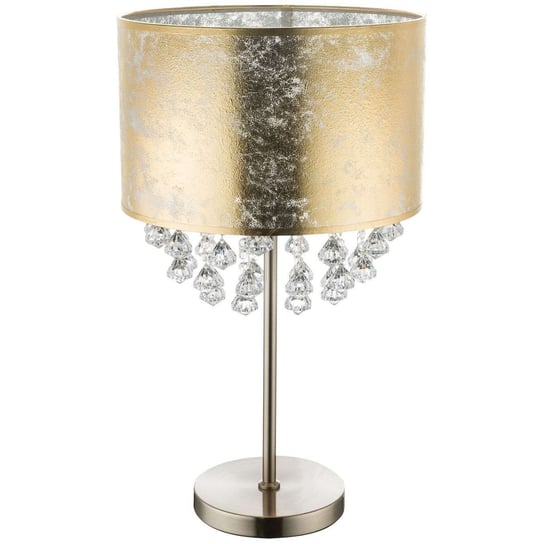 Stojąca LAMPKA nocna AMY 15187T3 Globo abażurowa LAMPA stołowa z kryształkami glamour crystal złota przezroczysta Globo