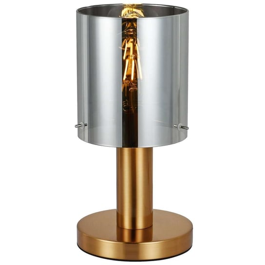 Stojąca LAMPKA skandynawska SARDO TB-5581-1-BRO+SG Italux szklana LAMPA stołowa loftowa tuba biurkowa mosiądz przydymiona ITALUX