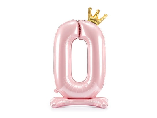 Stojący balon foliowy cyfra "0", 84 cm, jasny różowy Party Deco
