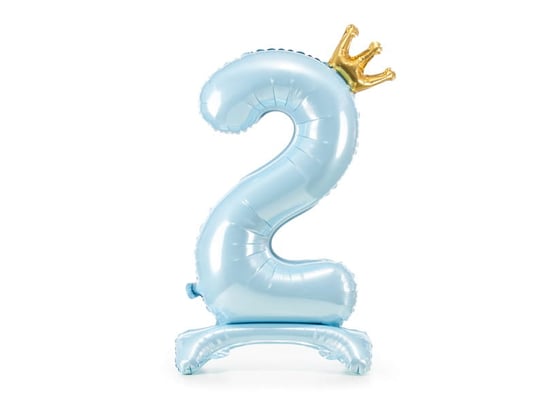 Stojący balon foliowy cyfra "2" , 84 cm, błękit PartyDeco